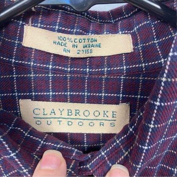 Claybrooke Outdoors Light Flannel Button Down Long Sleeve Men’s Shirt M Pocket - Picture 6 of 10